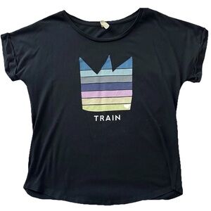 2017 Train “Play That Song” Tour Band Black T Shirt Womens M/L Crown Rock Music